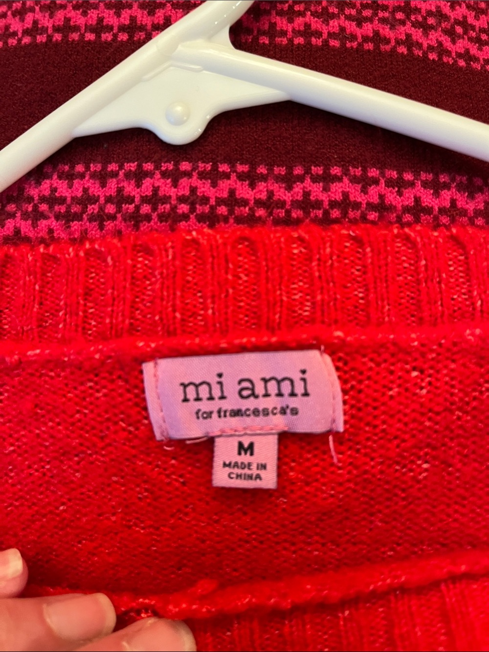 Miami for Francesca's Red Cropped Sweater with Sheep Motif, size M - EUC - Picture 3 of 5